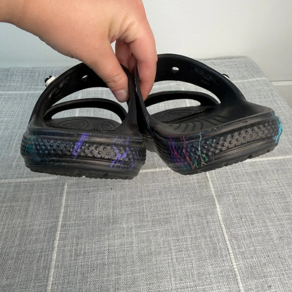 Crocs Classic Out of this World Sandal Women's Size 6 Black Lightning Slides